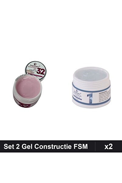 Makeup Set 2 Gel Constructie UV LED FSM 15g, Nuante 32 Transparent, Construct...