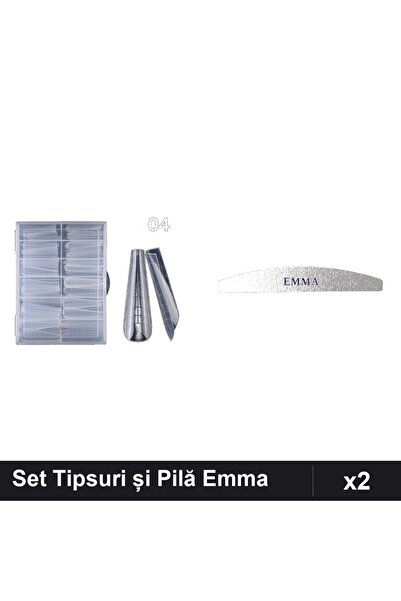 Makeup Set 2 Îngrijire Unghii Emma, 120 Tipsuri Reutilizabile și Pilă 120/150...