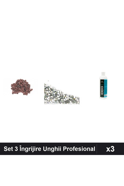 Makeup Set 3 Îngrijire Unghii - Smirghel 20buc, Cristale Swarovski Argintiu 1...