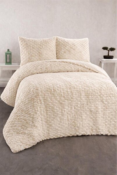 Çeyiz Diyarı Milano Rabbit Hair Double Bedspread 220X240 Cream