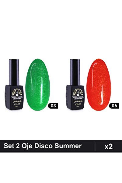 Makeup Set of 2 Semi-permanent Nail Polish Disco Summer 8ml, Shades 03 06, UV...