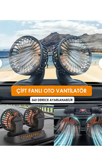ASTRA LED Araç Içi Vantilatör 360° Dönebilen Torpido Üstü Çift Başlıklı Vanti...