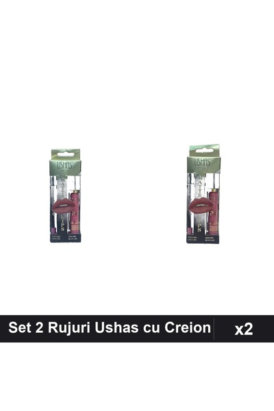 Makeup Set of 2 Ushas Lipsticks with Pencil, Shades No. 15 16, Professional L...