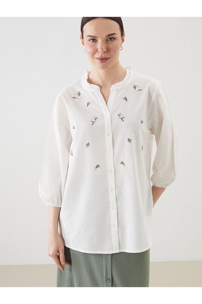 LC Waikiki Peak New Season Cropped Collar Floral Women's Blouse
