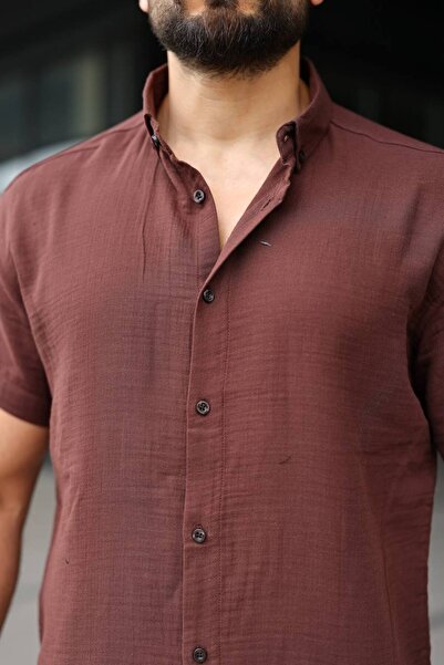 QS Men's 100% Cotton Muslin Fabric Shirt Short Sleeve Cotton Relaxed Fit Summ...