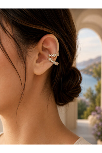 GMN COLLECTION YENİ SEZON YENİ SERİ ZİRKON TAŞLI EAR CUFF AYARLANABİLİR SIKIŞ...