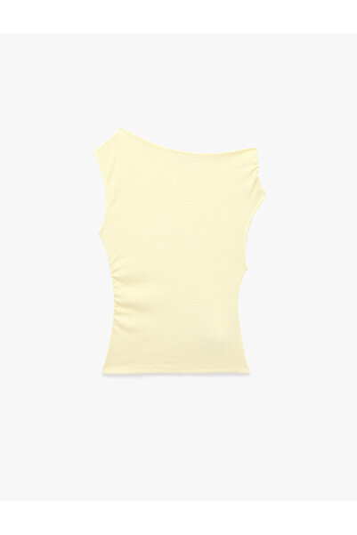 Koton Slim Fit Asymmetrical Collar Sleeveless Draped Blouse