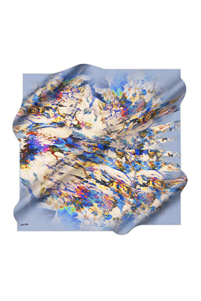 Aker Blue 90X90 Silk Cotton Scarf