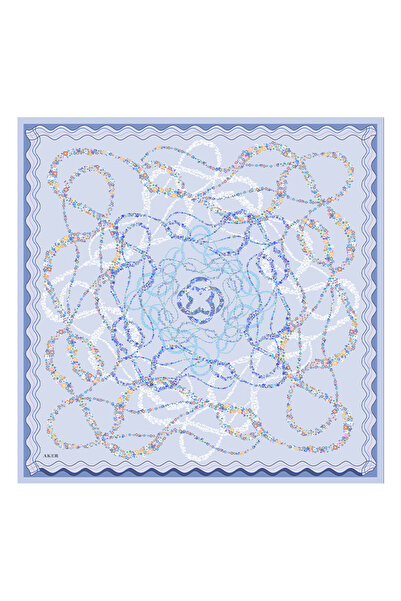 Aker Blue 90X90 Silk Cotton Scarf