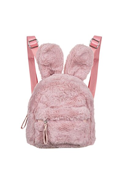 Zumzeria Pink Plush Backpack with Ears for Kids 23x11x33.5cm