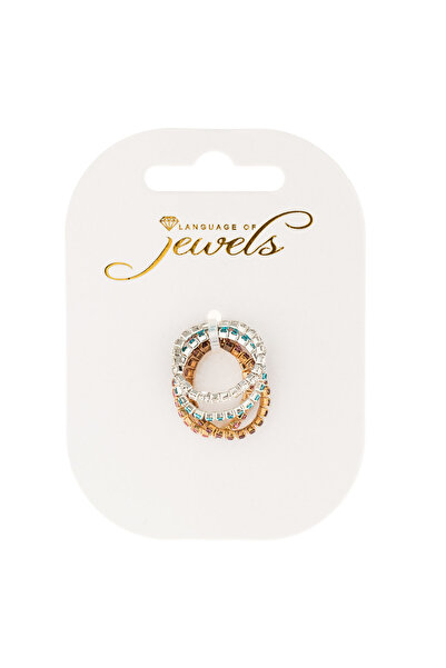 Zumzeria Gold and Silver Ring Set with Rhinestones - 4pcs
