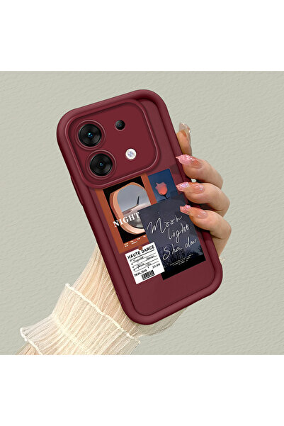 CHICASELUX infinix Zero 30 5G Uyumlu Bordo çerçeve vintage fotoğraf kolaj mot...