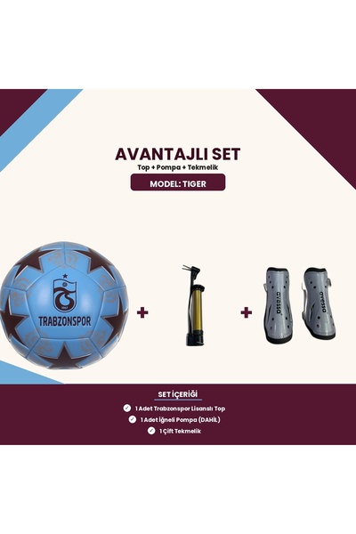 Trabzonspor Lisanslı Tiger 5 Numara Futbol Topu + Pompa + Tekmelik - Avantajl...