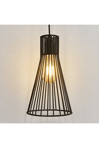 Zumzeria Abajur conic negru metalic pentru tavan 18x7x31cm