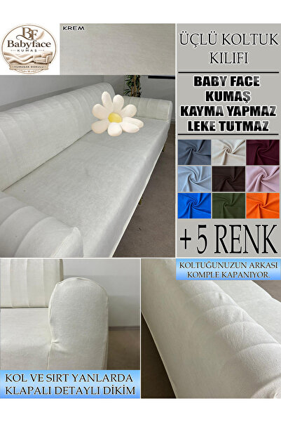 İLYEVTEKSTİLİ Baby Face Kumaş 3 lü Koltuk Kılıfı, Tam kaplama Yumuşak Dokulu ...