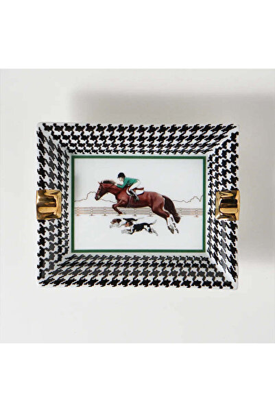 VİTELLİ Equestrian Green Jacket Porcelain Ash Tray 17 cm