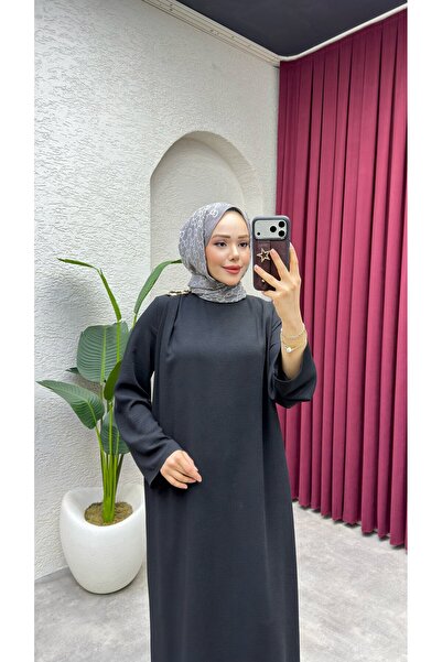 Kalemen Moda Şevval Toka Detay Elbise 1016 Siyah