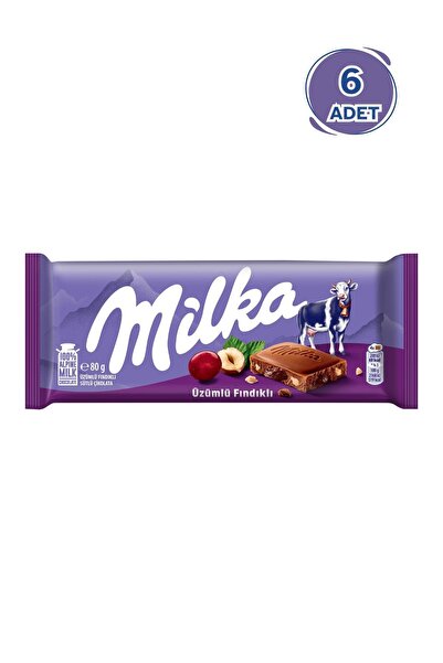 Milka Milka Fındıklı & Üzümlü Tablet Çikolata 80g - 6 Adet