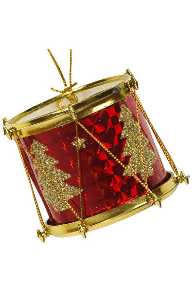 Zumzeria Set de ornamente de Crăciun, tamburi roșii aurii, 6cm - 6 bucăți