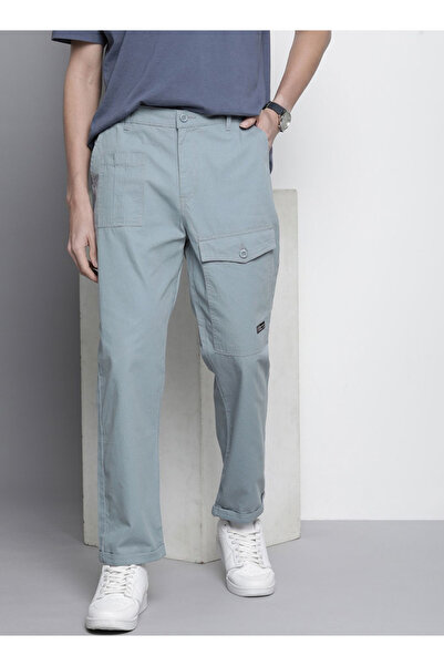 The Indian Garage Co By Styli Men Blue Relaxed Fit Solid Trousers