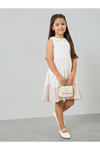 Styli Girls White Contrast Hem Sleeveless Dress