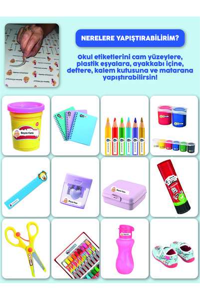 YUNUS COPY School Label Pen Notebook Label Pikacu Custom Name Writeable Label - 252Pcs