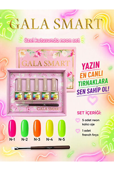 gala smart Neon Kalıcı Oje Seti 5'li Özel Kutusunda Yazlık Canlı Renkler Gel ...