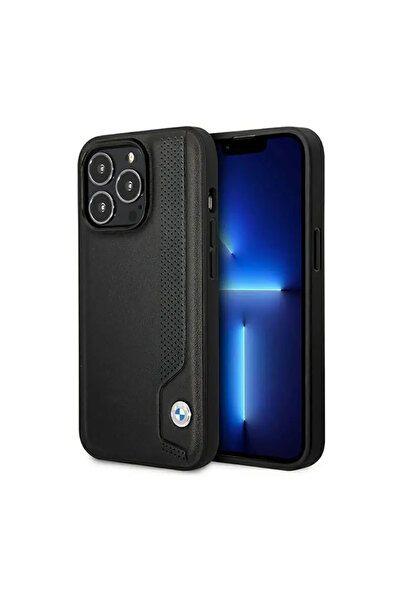 BMW BMHCP14L22RBDK Husă rigidă din piele neagră cu buline albastre pentru App...
