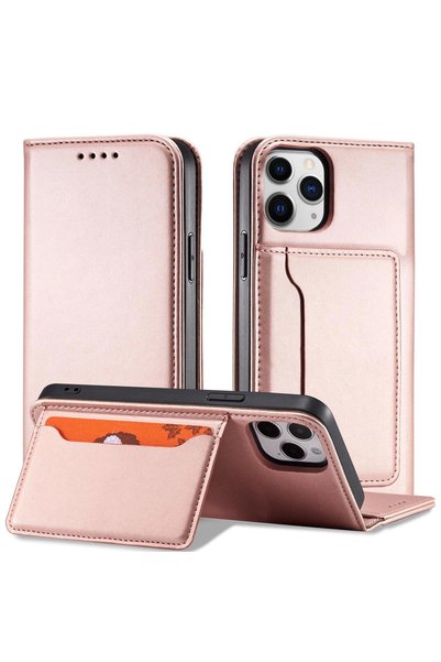 Hurtel Husă magnetică pentru carduri pentru iPhone 12 Pro Max, portofel pentru carduri, suport carduri, roz