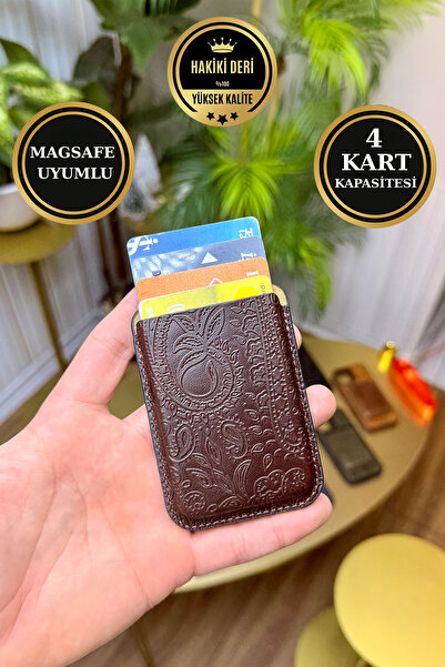 CüzCan iPhone Compatible Genuine Leather Magsafe Card Holder - Premium Magsaf...