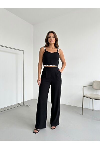 PELTEKS Strappy Blouse and Pants Two-Piece Set