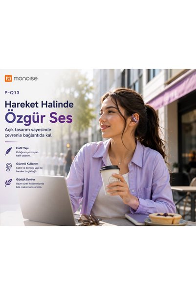 Monoise Açık Kulak Bluetooth Kulaklık AI ENC Gürültü Engelleme Bluetooth 5.4 Type-C Şarj Kablosuz Kulaklık