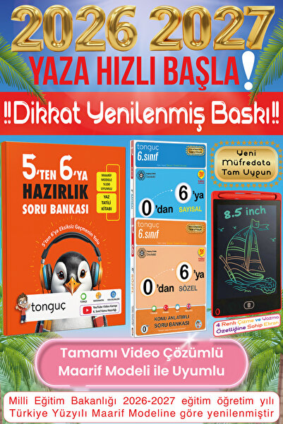 Tonguç Yayınları 5'ten 6'ya Hazırlık Tüm Dersler Soru Bankası Yaz Tatili Kita...