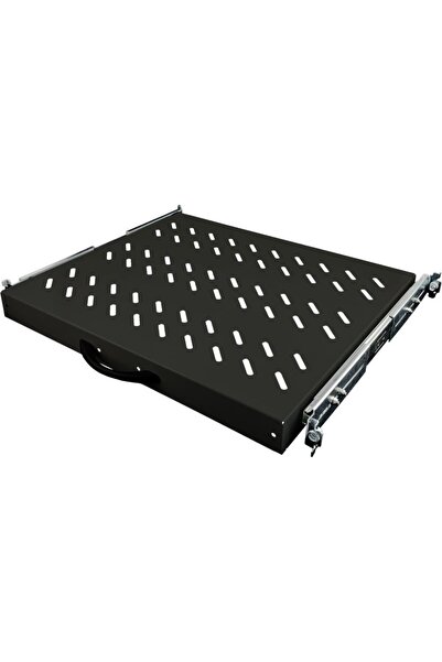 Alantec Etajeră extensibilă 19 " 1U, adâncime 570mm, neagră, 4 puncte de montare