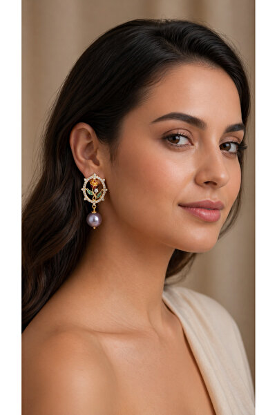 VELVIA Luxurious Earrings with Studded Flower and Pearls