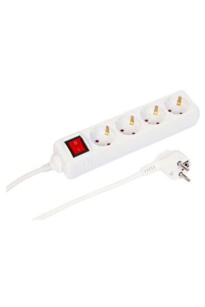 MicroConnect 4-way Schuko Power Strip on/off switch 5M, White