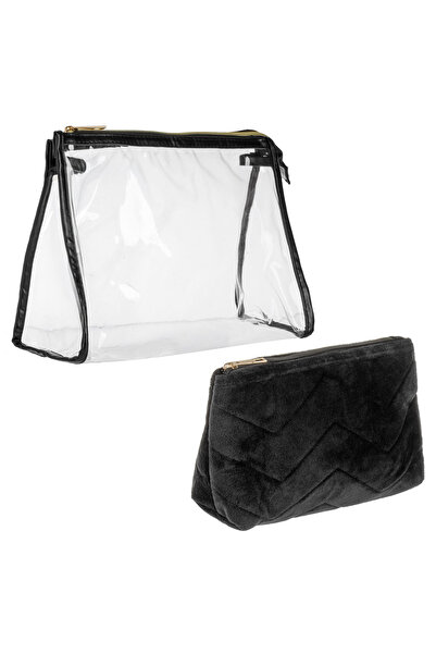 Zumzeria Set de trousseuri de machiaj transparente și din catifea neagră - 2 ...