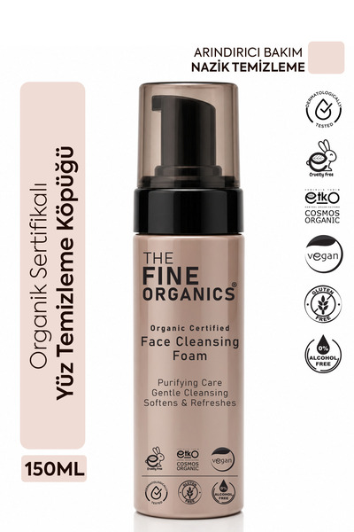 THE FINE ORGANICS رغوة تنظيف الوجه العضوية المعتمدة، منظفة لطيفة ومرطبة ومنعش...