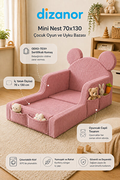 Dizanor Mini Nest 6’sı 1 Arada Modüler Bebek Oyun Parkı, Park Yatak, Beşik, B...