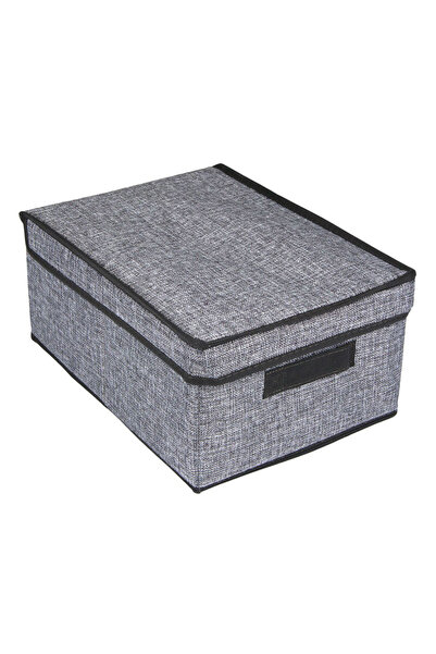 Zumzeria Gray Jute Storage Box with Lid 25x35x16cm