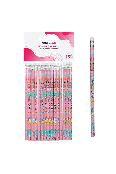 Zumzeria Pink Unicorn Eraser Pencils - 15pcs
