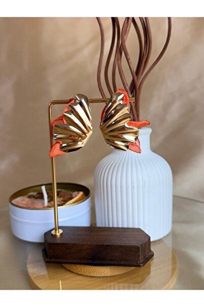 ANKA JEWELLRY Sea Shell Shape Gold Design Coral Color Summer Women's Earrings