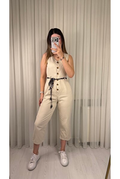 Miralya Studio Belden kemer detaylı denim tulum