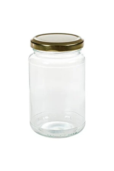 Zumzeria Transparent Glass Jar with Golden Metal Lid 350ml