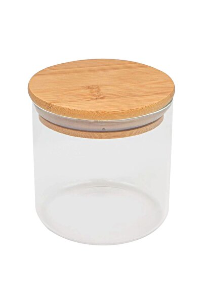 Zumzeria 350ml Transparent Glass Storage Jar with Bamboo Lid