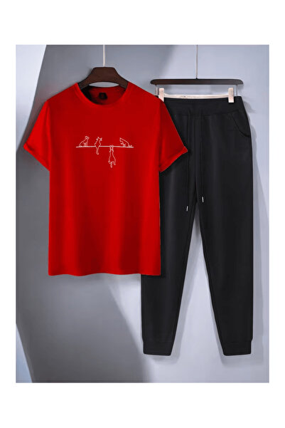 Eritqaa Cat Figured Printed Tracksuit Set