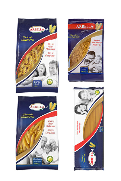 Arbella Glutensiz 4'lü Set Kalem Burgu Spagetti Arpa Şehriye 4 Paket Makarna ...