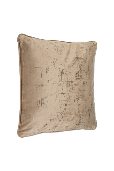 Zumzeria Winter Decorative Cushion Beige Velvet with Golden and Silver Foil P...