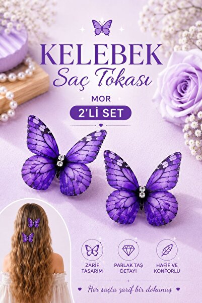 Design 4N Kelebek Toka 2'li Set / Gerçekci ve Günlük Kullanım Pens Toka