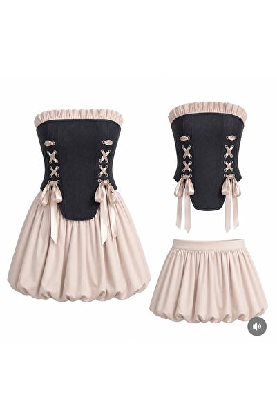 MODA New season special design corset bustier blouse skirt two-piece set, the...